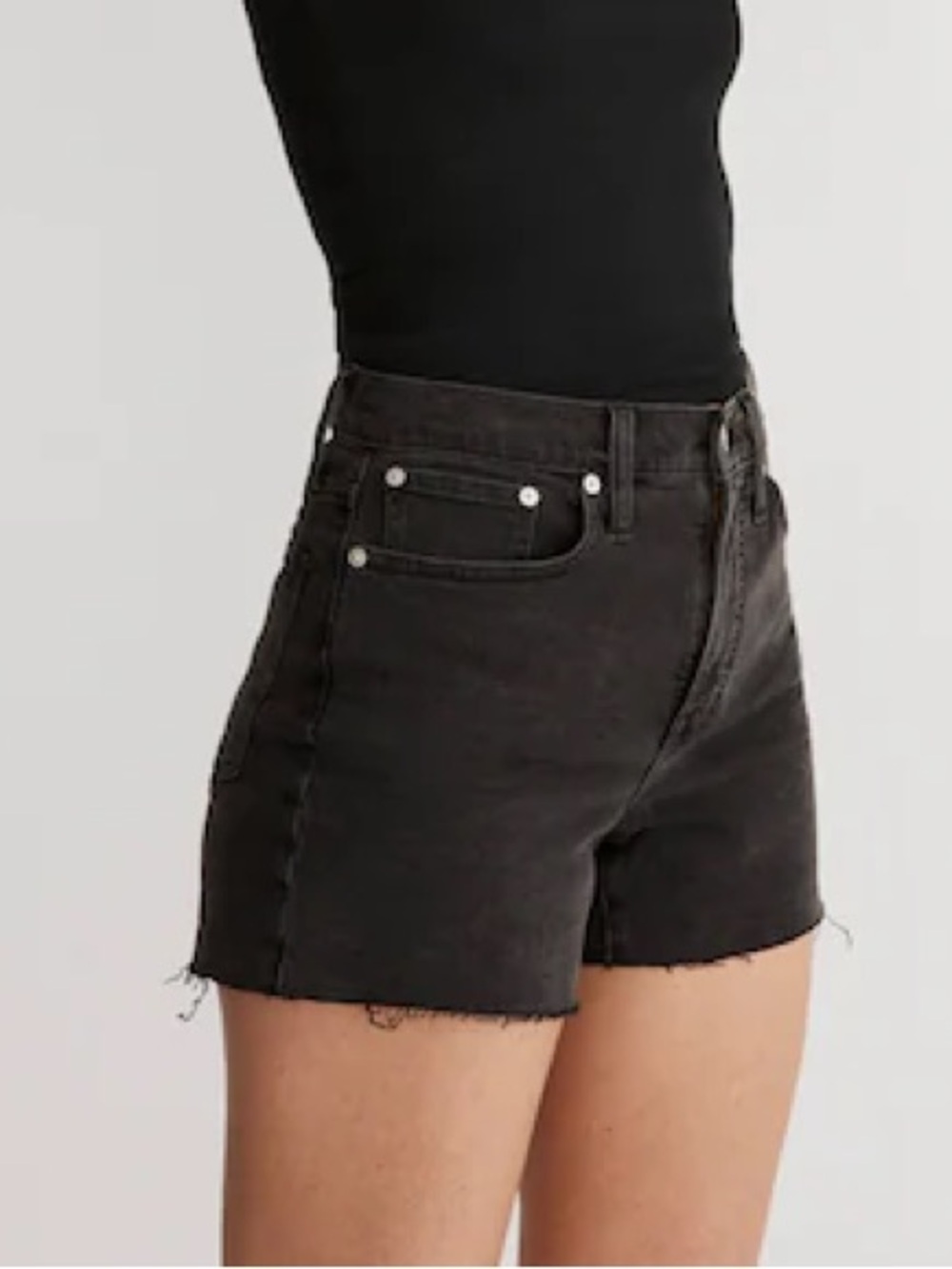 Madewell Black High-Rise Denim Shorts